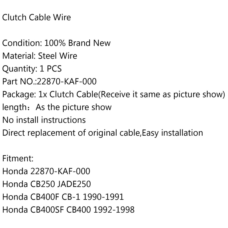 Clutch Cable 22870-KAF-000 For Honda CB250 JADE250 CB400F CB-1 CB400SF CB400 Generic