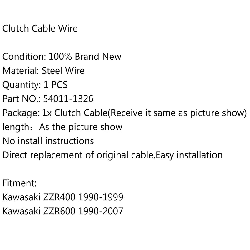 كابل القابض 54011-1326 لكاواساكي ZZR400 1990-1999 ZZR600 1990-2007 عام