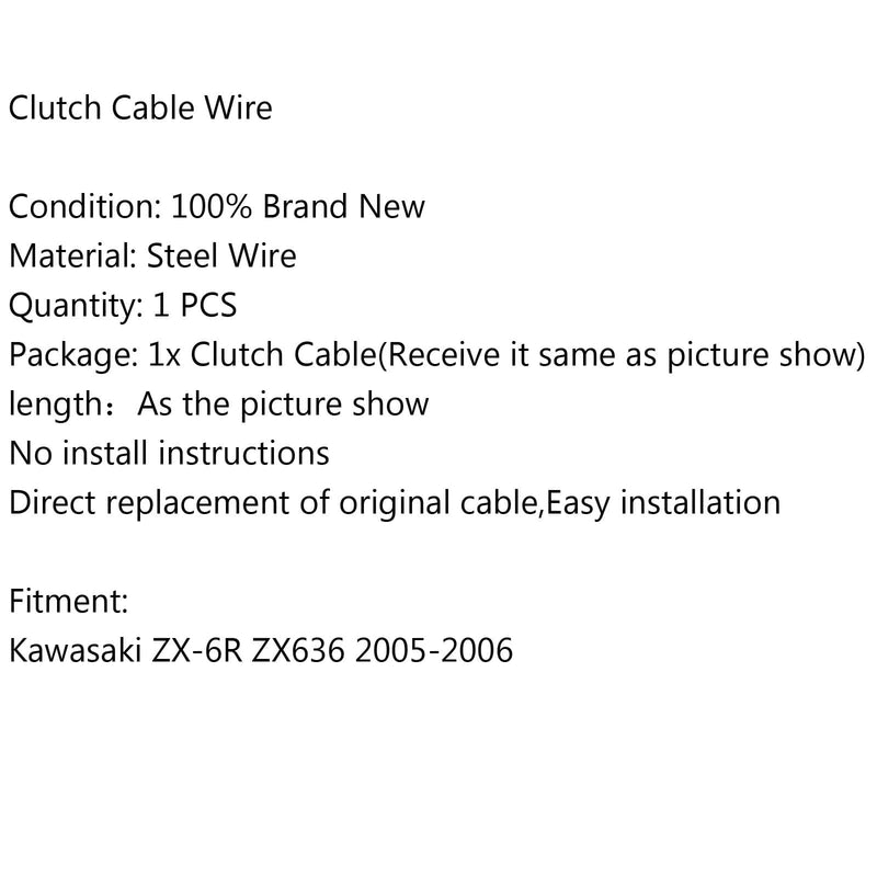 Cable de embrague de acero de alambre de repuesto para Kawasaki ZX-6R ZX636 2005-2006 genérico