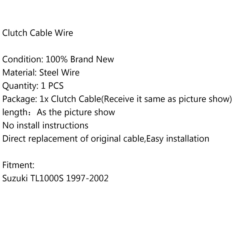Cable de embrague de acero de alambre de repuesto para Suzuki TL1000S 1997-2002 1998 2000 genérico