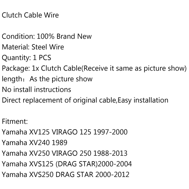 Cable de embrague para Yamaha XV125 VIRAGO 125 1997-2000 XV240 1989 XV250 XVS125 Genérico