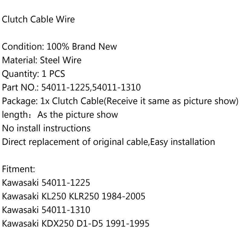 كابل القابض 54011-1225 لكاواساكي KL250 KLR250 84-05 KDX250 D1-D5 1991-1995 عام