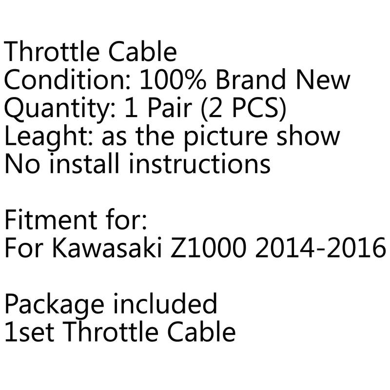 Cable del acelerador Push/Pull Wire Line Gas para Kawasaki Z1000 Z 1000 2014-2016 Genérico