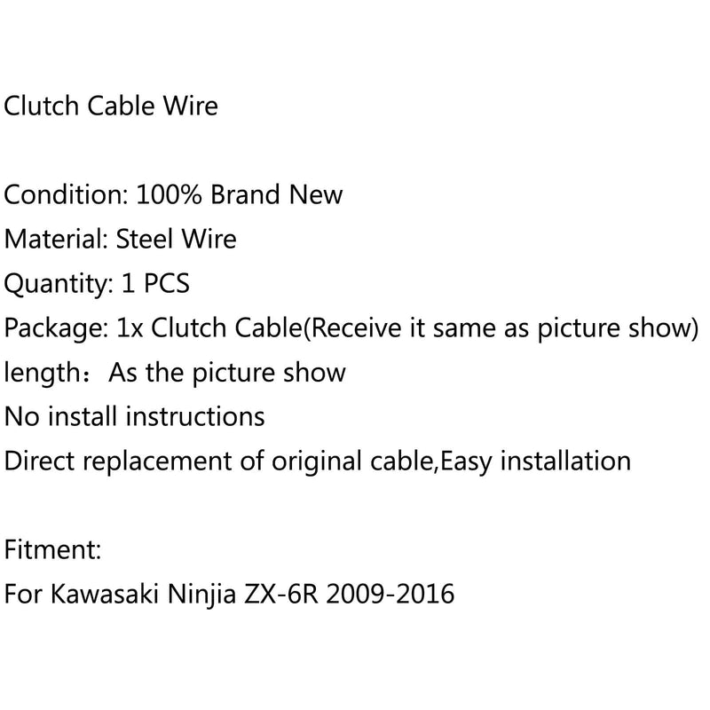 Reemplazo de cable de embrague de alambre de acero para Kawasaki Ninja ZX-6R 2009-2016 genérico