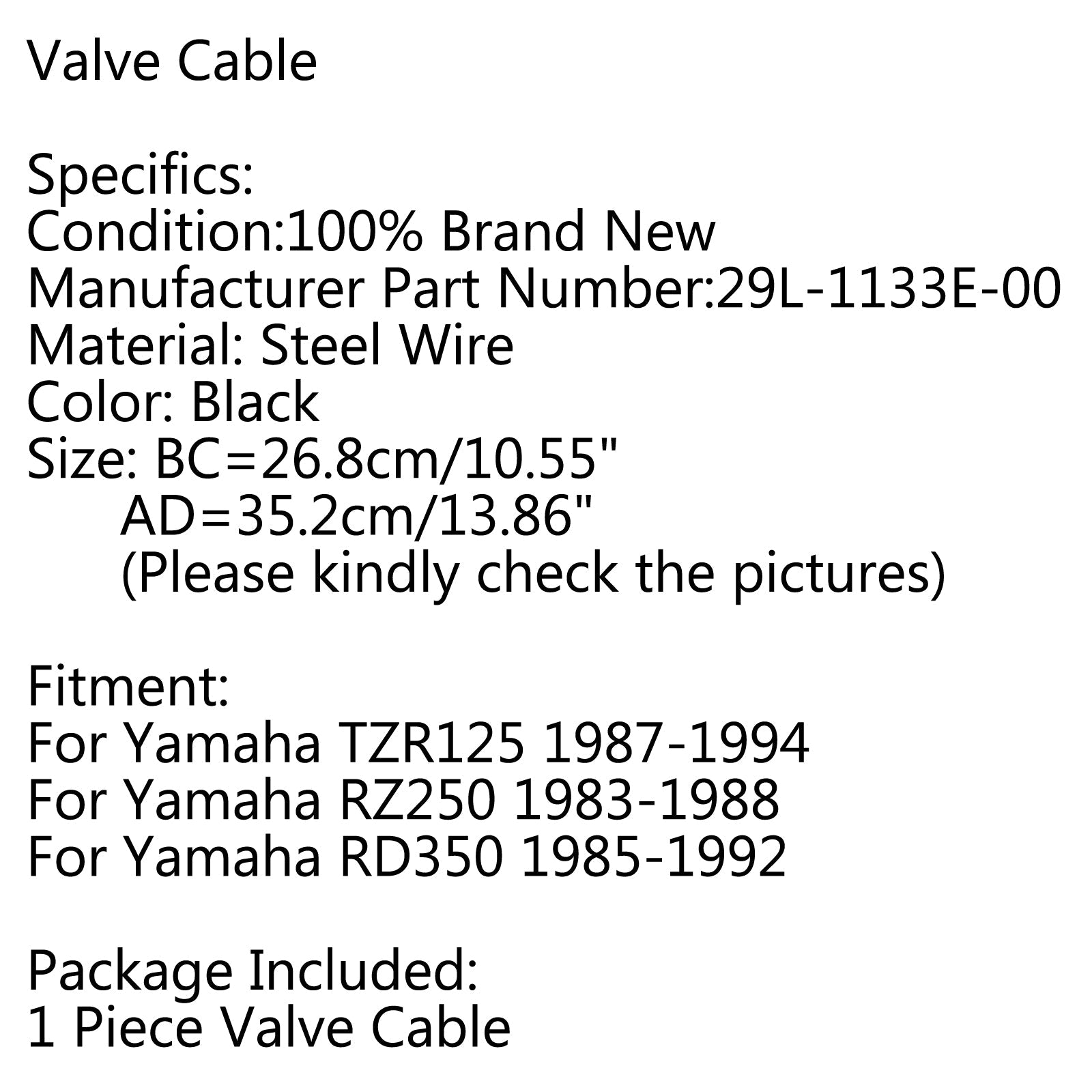 Valve Cable Wire Pulley 29L-1133E-00 For Yamaha TZR125 1987-1994 RD350 1985-1992 Generic