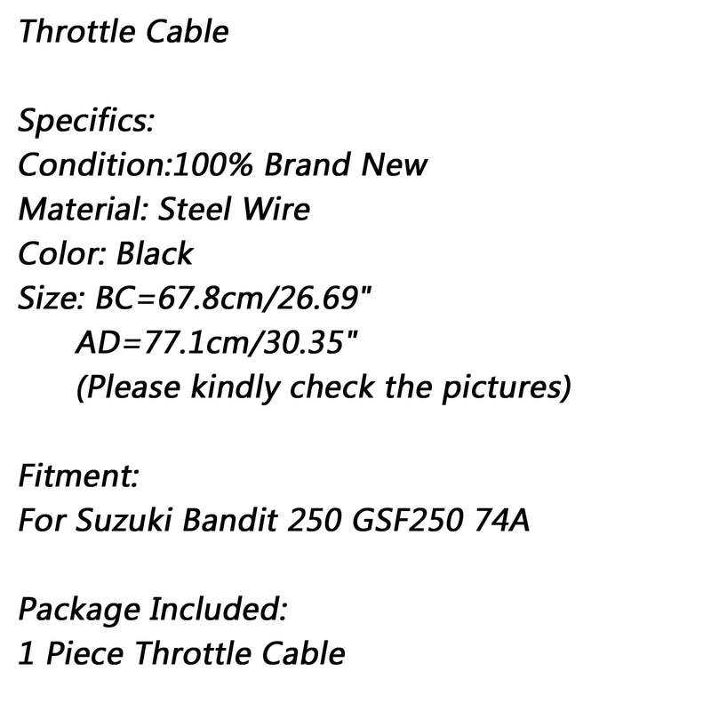 1x سلك خط كابل خنق أسود لسوزوكي بانديت 250 GSF250 74A عام