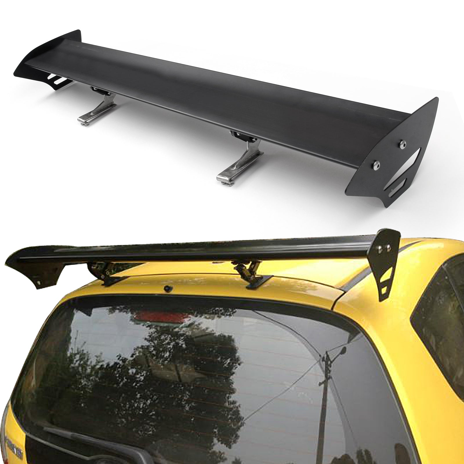 Universal Hatch Adjustable Aluminum GT Rear Trunk Wing Racing Spoiler Black 15# Generic