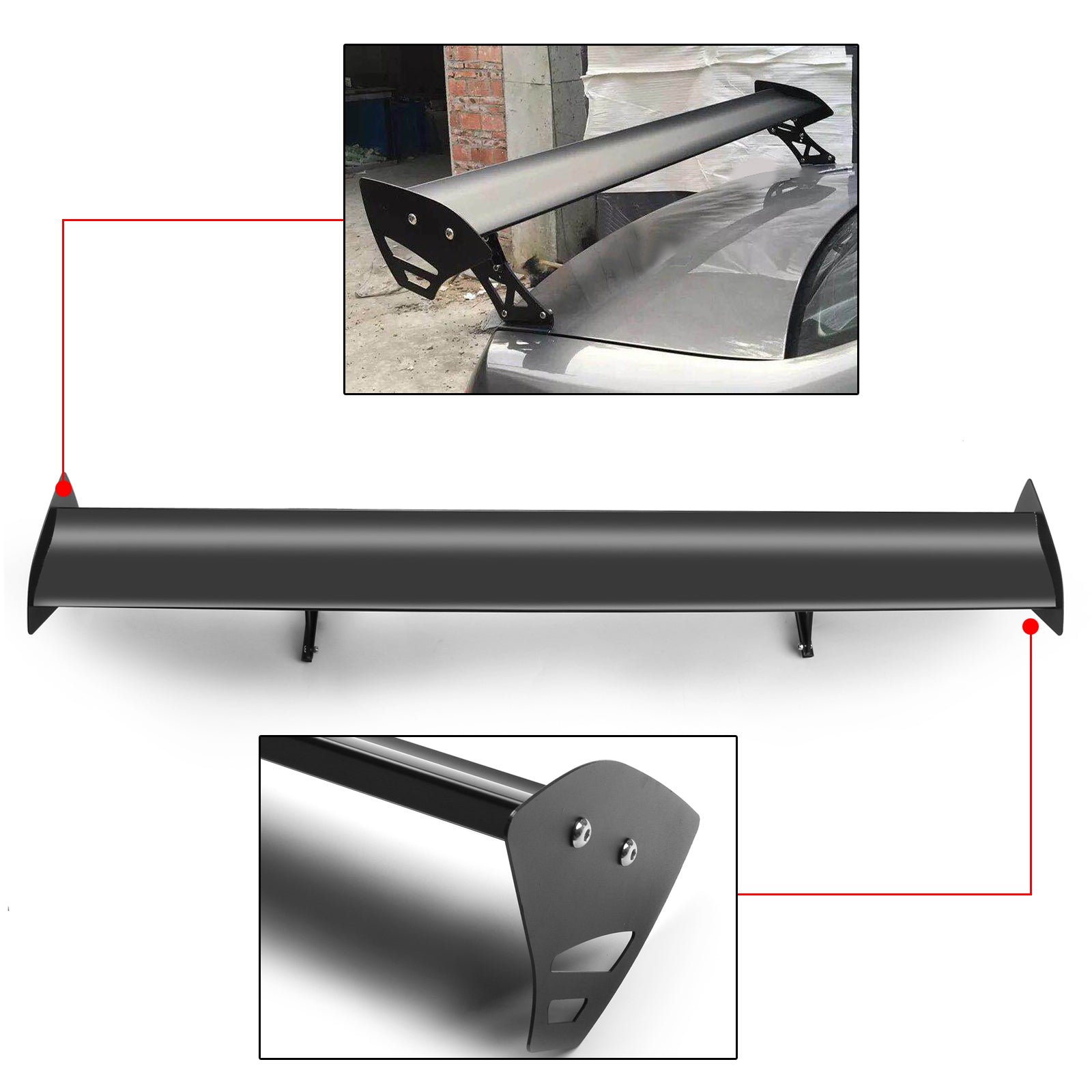 Universal Adjustable Lightweight GT Aluminum Rear Trunk Wing Racing Spoiler Generic