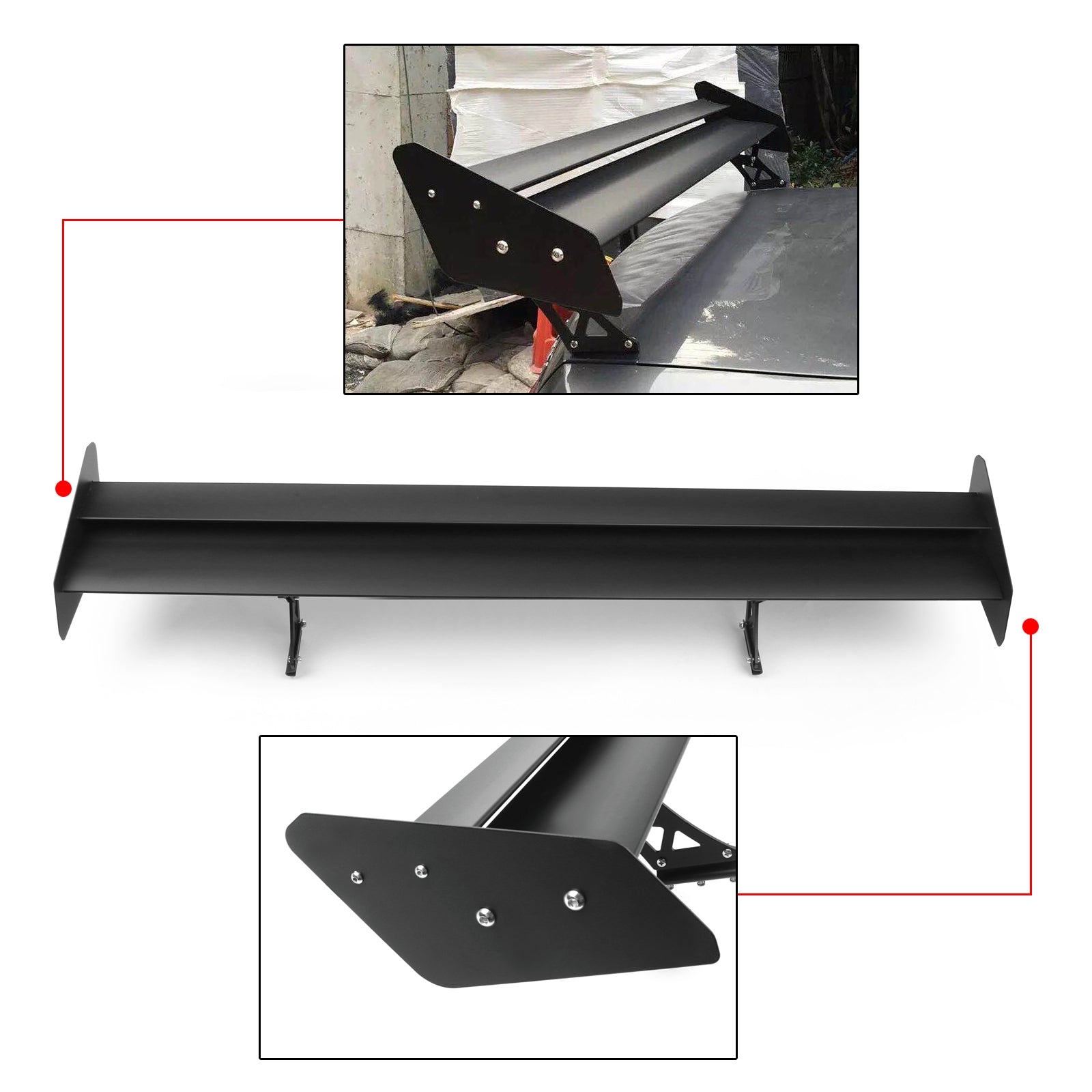 Universal Aluminum Adjustable Double Deck GT Rear Trunk Wing Spoiler