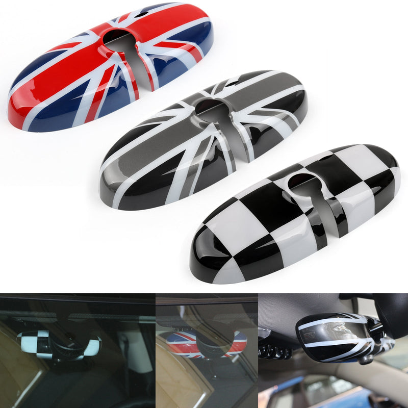 UK Flag Checkered Rear View Mirror Cover Housing For MINI Cooper R55 R56 R57