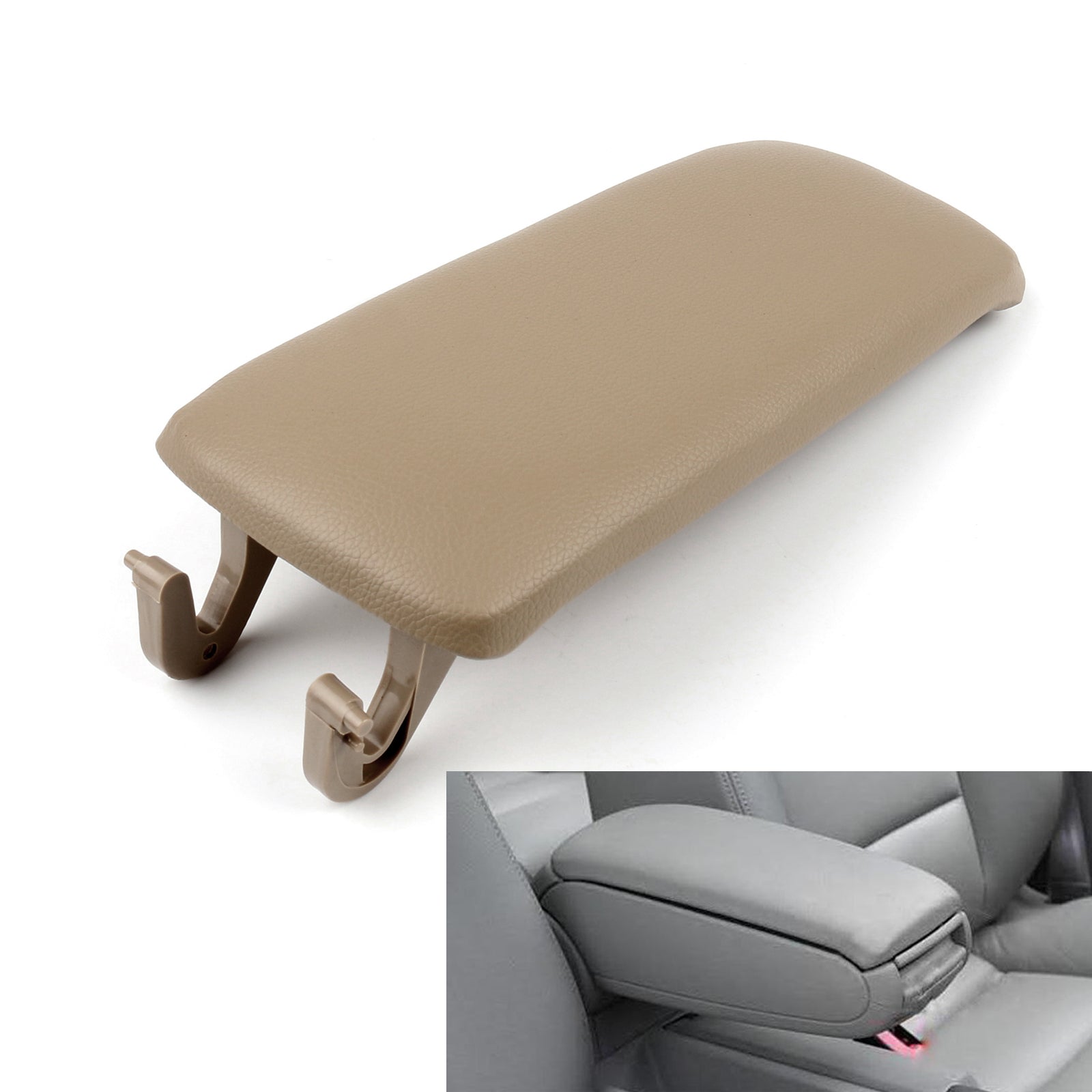 PU Leather Center Console Armrest Cover Lid For Audi A4 S4 A6 2000-2008 Khaki