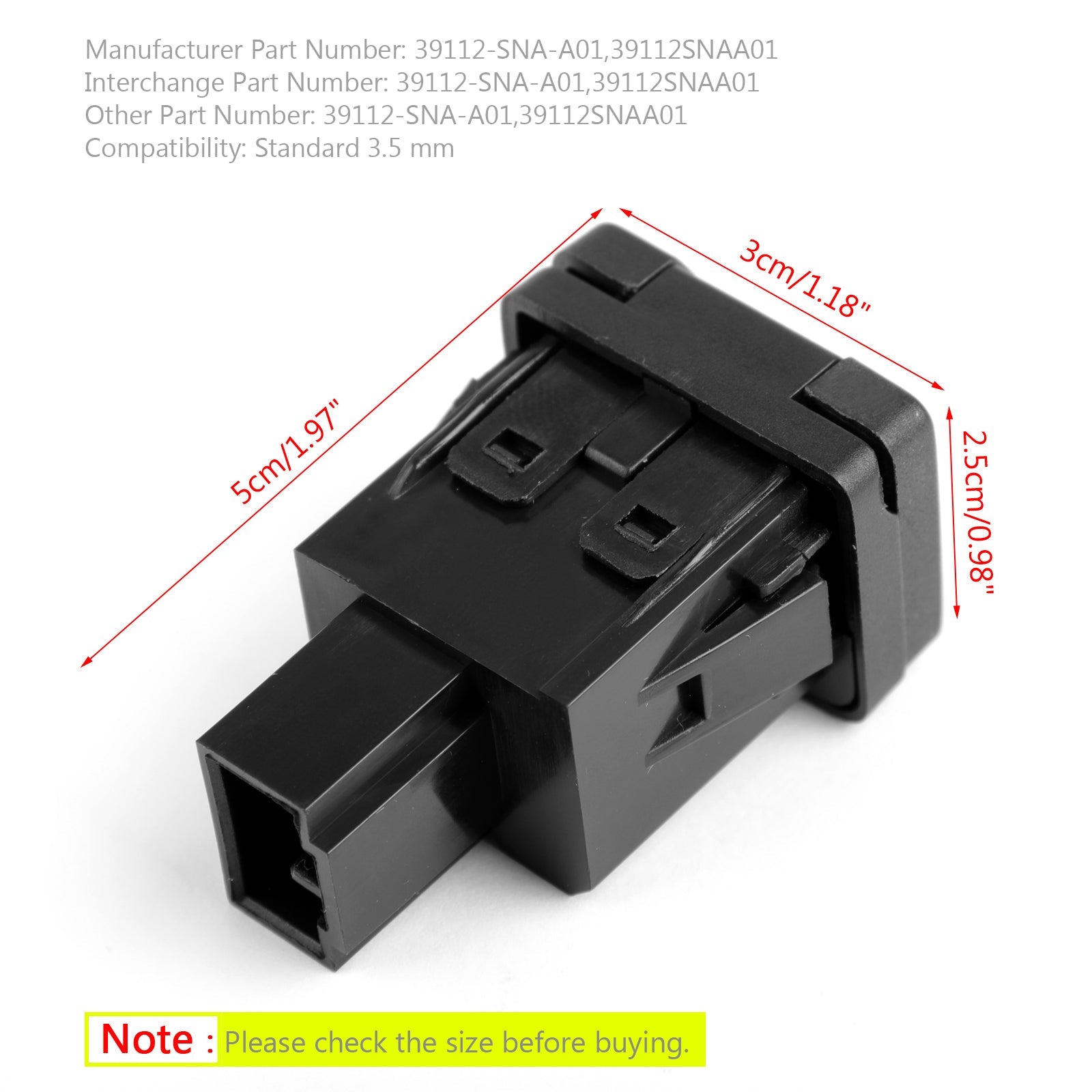 New Auxiliary Jack Audio Video Jack 39112SNAA01 AUX For 2006-2011 Honda Civic Generic