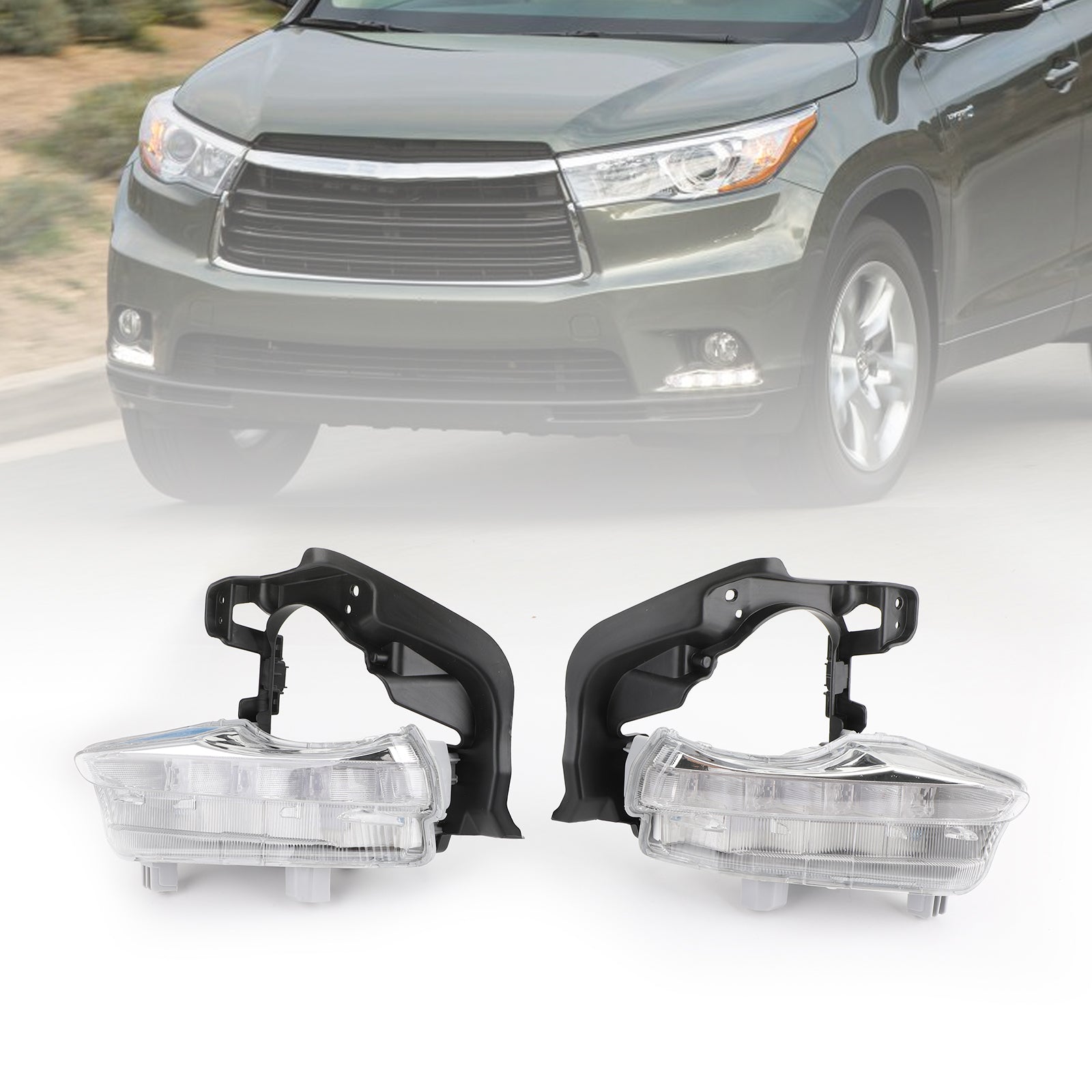 2X LED DRL النهار تشغيل مصباح إضاءة للضباب لتويوتا هايلاندر 2014 2015 2016 عام