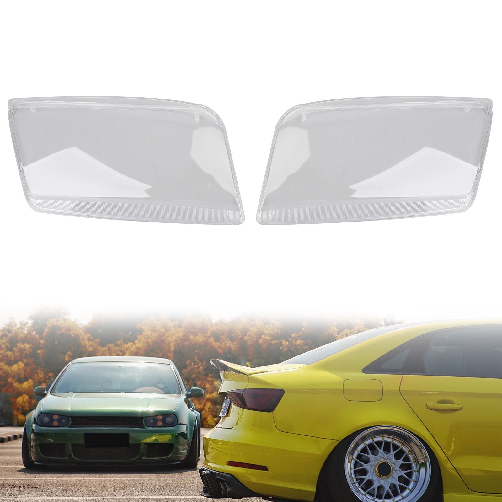 New Set Plastic Headlight Lenses Replacement For VW MK4 Jetta Bora 1999-2005 Generic