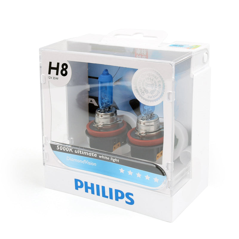 2 x Philips H8 12360 Diamond Vision 5000K 12V 35W White Light Halogen Bulbs Lamp Generic