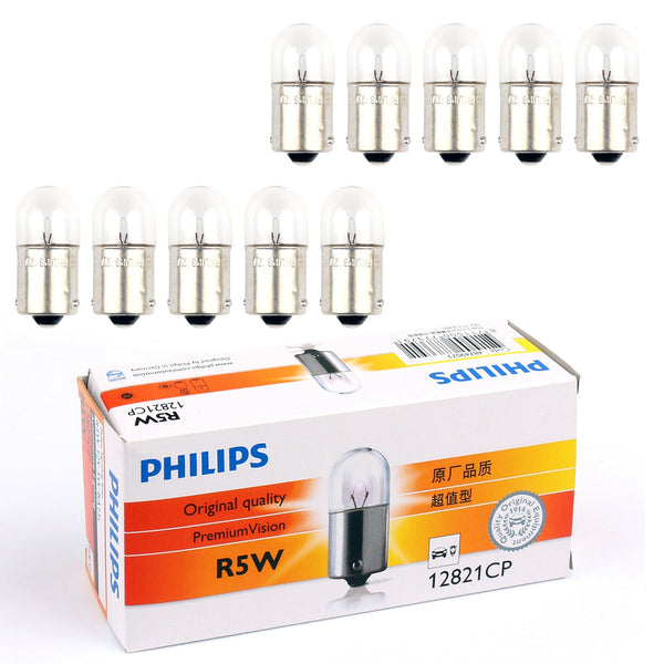 10pcs PHILIPS 12821 R5W 12V 5W BA15s Premium Vision Signaling Lamp Bulbs