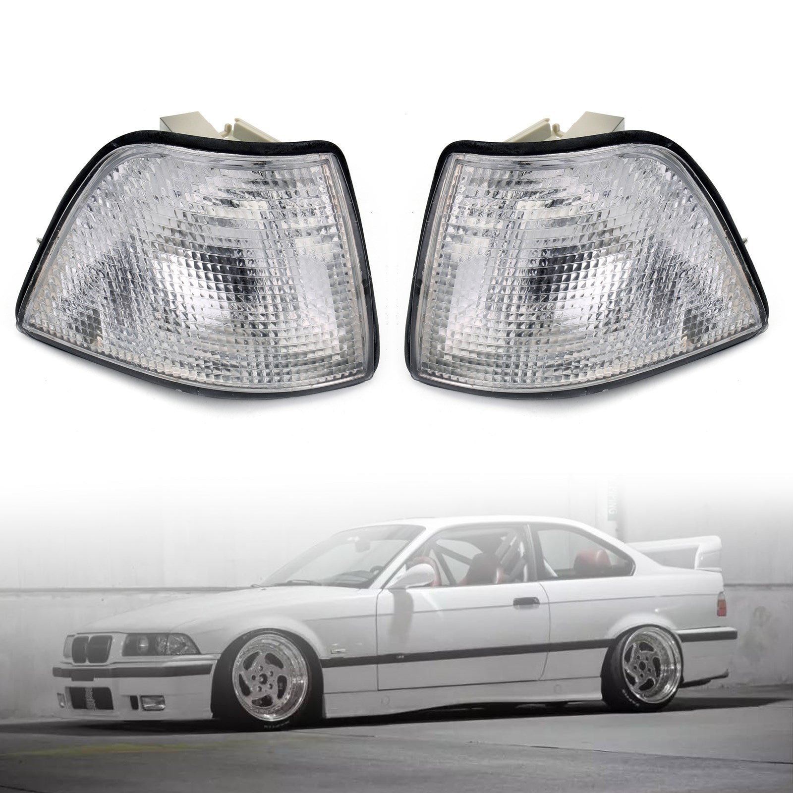 Sedan/Hatchback Euro Corner Lights - Clear For 1992-1998 BMW E36 3-Series 4Dr Generic