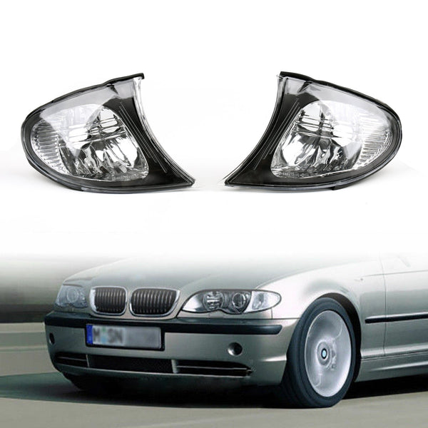 Euro Corner Lights - Crystal Clear W/ Smoke Trim For 02-05 BMW E46 3-Series 4Dr