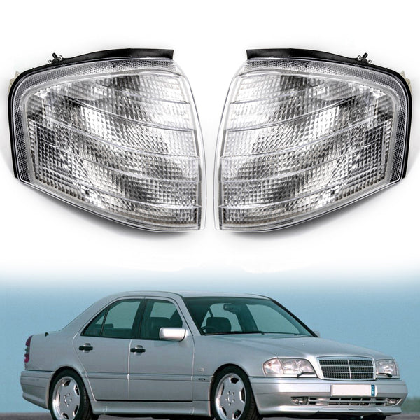 Pair Corner Lights Turn Signal Lamps Fits Mercedes Benz C Class W202 1994-2000