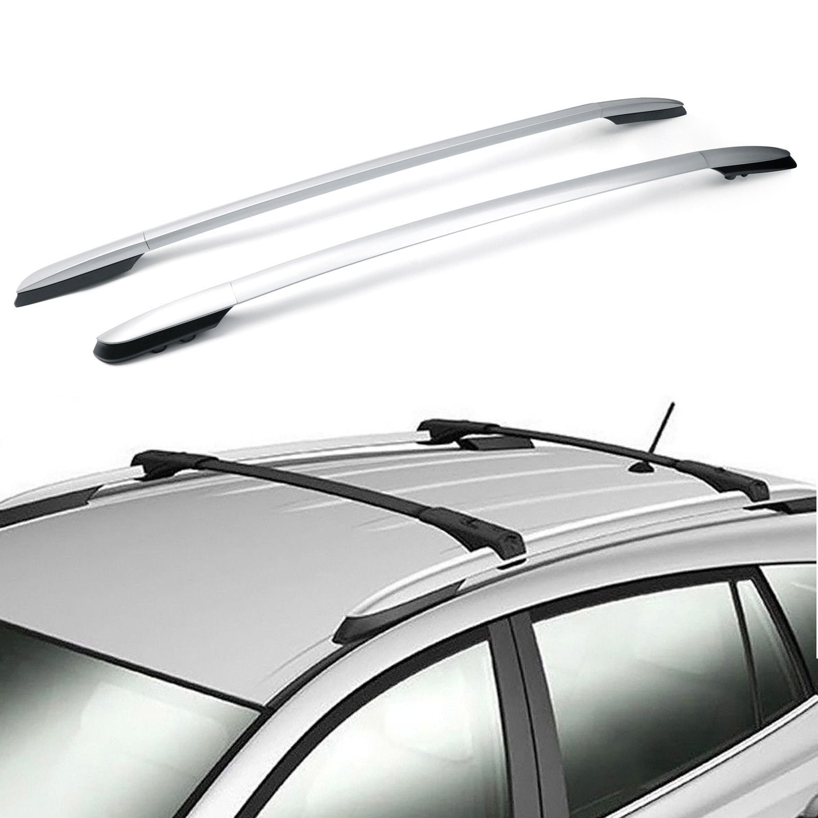 2013-2018 Toyota RAV4 Aluminum Factory Silver Top Roof Rack Side Rails Bar