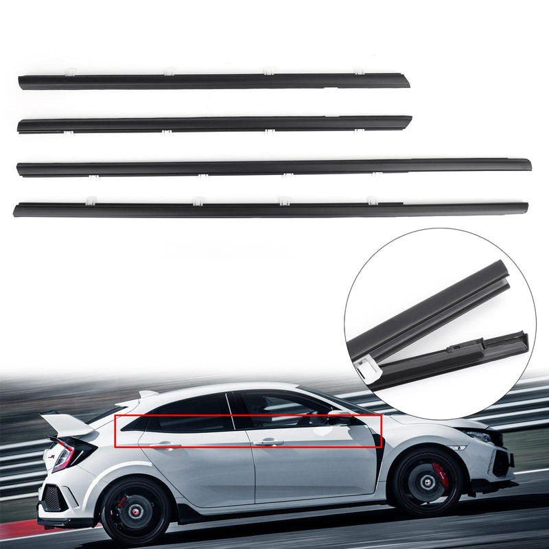 2012-2015 Honda Civic 4pcs Car Weatherstrip Window Moulding Trim Seal Belt Generic