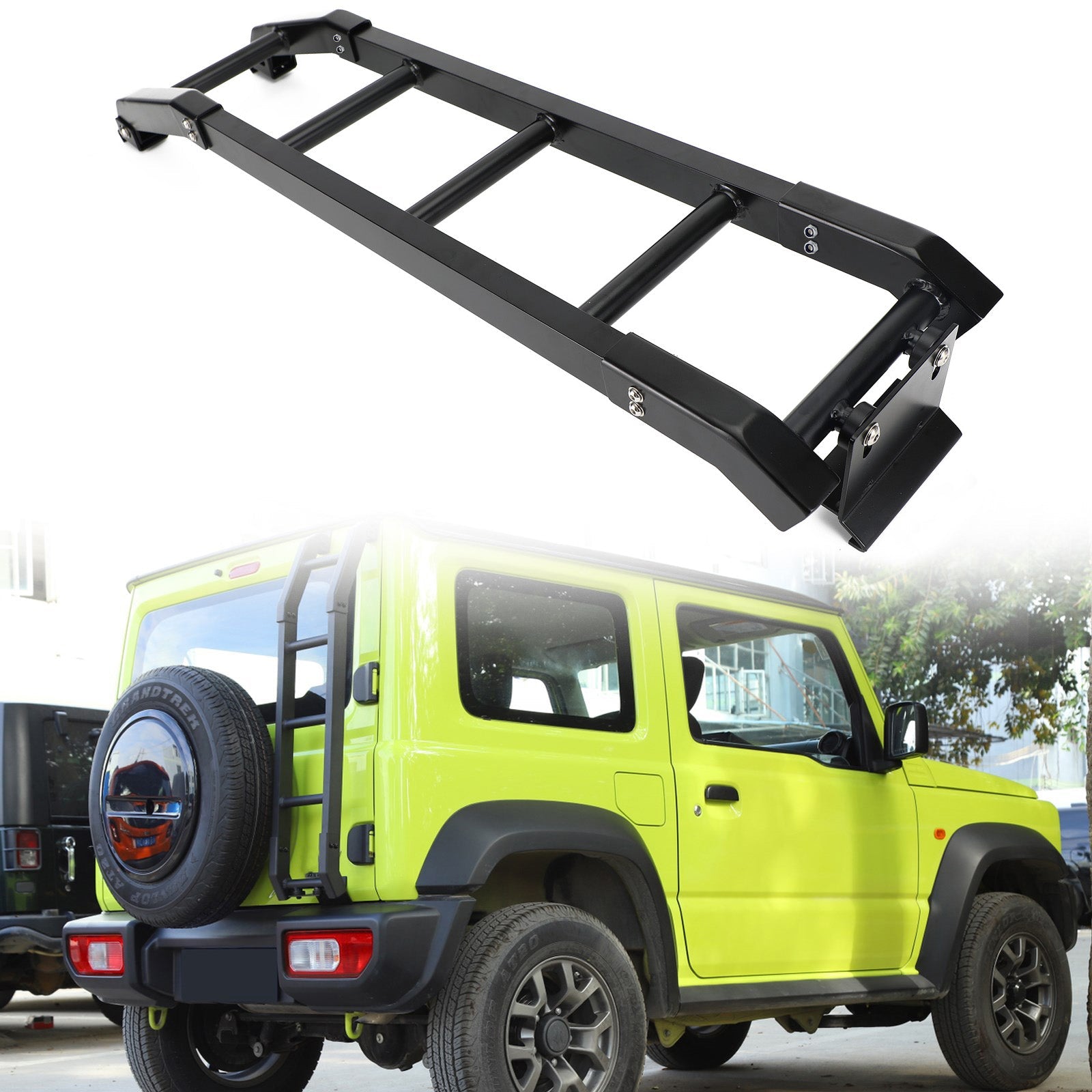 New Aluminum Car Rear Tail Door Ladder Climbing Fit For Suzuki Jimny 2019+ BLK Generic