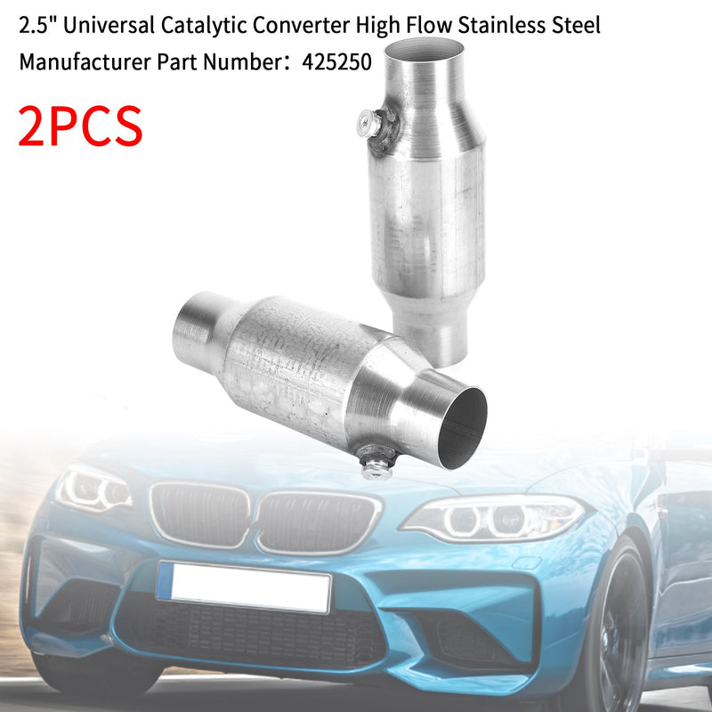 2X 2.5" Universal Catalytic Converter High Flow Stainless Steel 425250 Generic