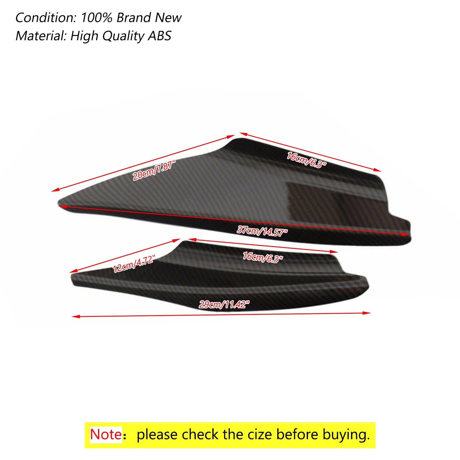 4 piezas Universal coche parachoques delantero aletas cuerpo divisor Spoiler Canards