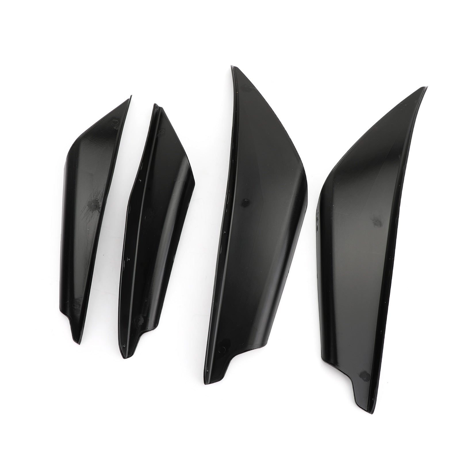 4 piezas Universal brillo Bk coche parachoques delantero aletas cuerpo divisor Spoiler Canards genérico