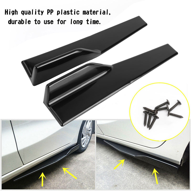 Par de faldones laterales negros brillantes para coche de 45 cm, divisores de balancines, difusor Winglet, alas genéricas