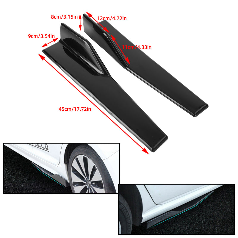 Par de faldones laterales negros brillantes para coche de 45 cm, divisores de balancines, difusor Winglet, alas genéricas