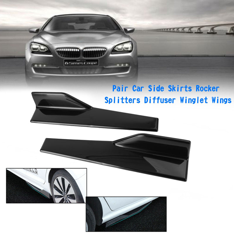 Pair 45cm Car Gloss Black Side Skirts Rocker Splitters Diffuser Winglet Wings Generic