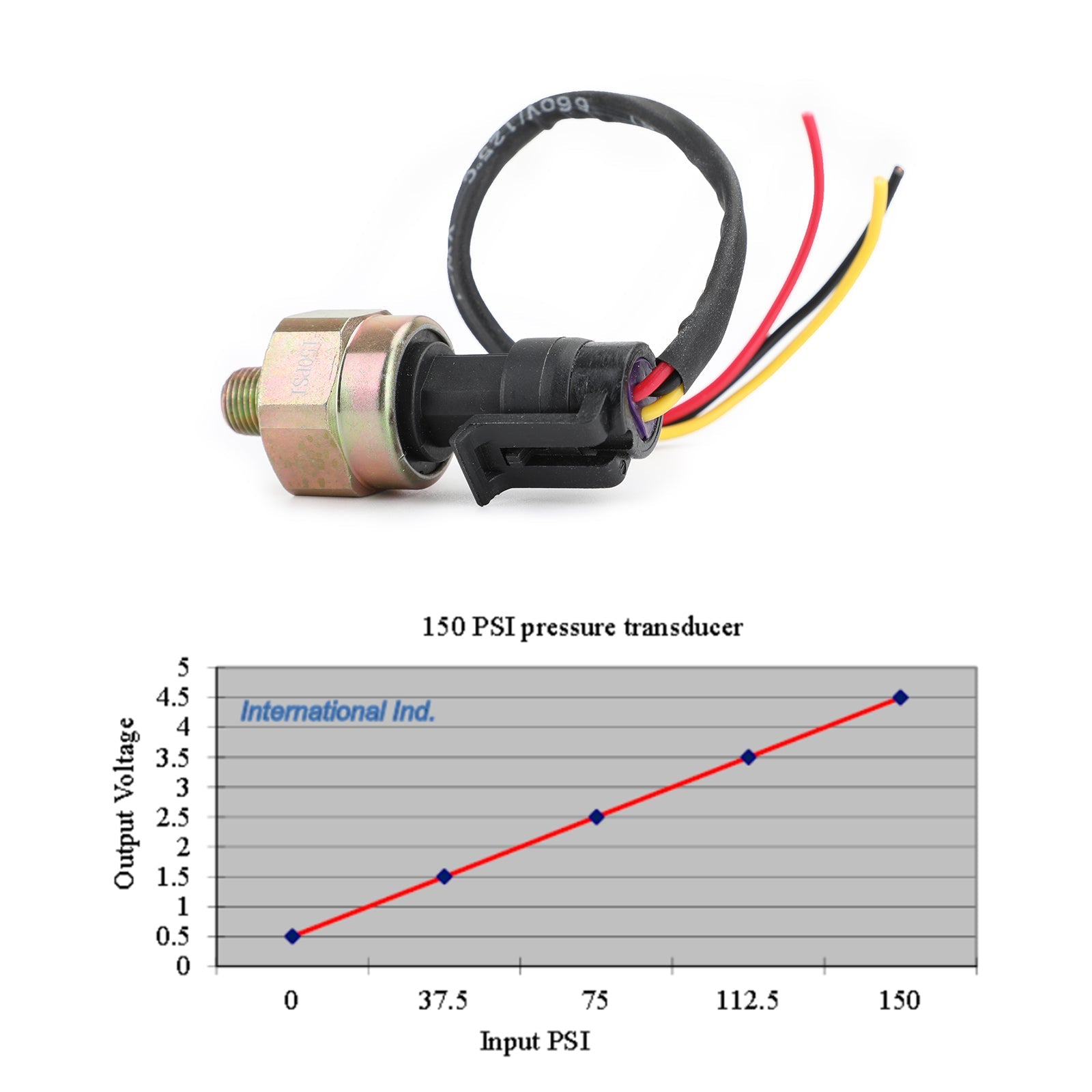 Transductor/emisor de presión, 150 psi (5 V), acero inoxidable, para aceite, combustible, aire, agua Genérico