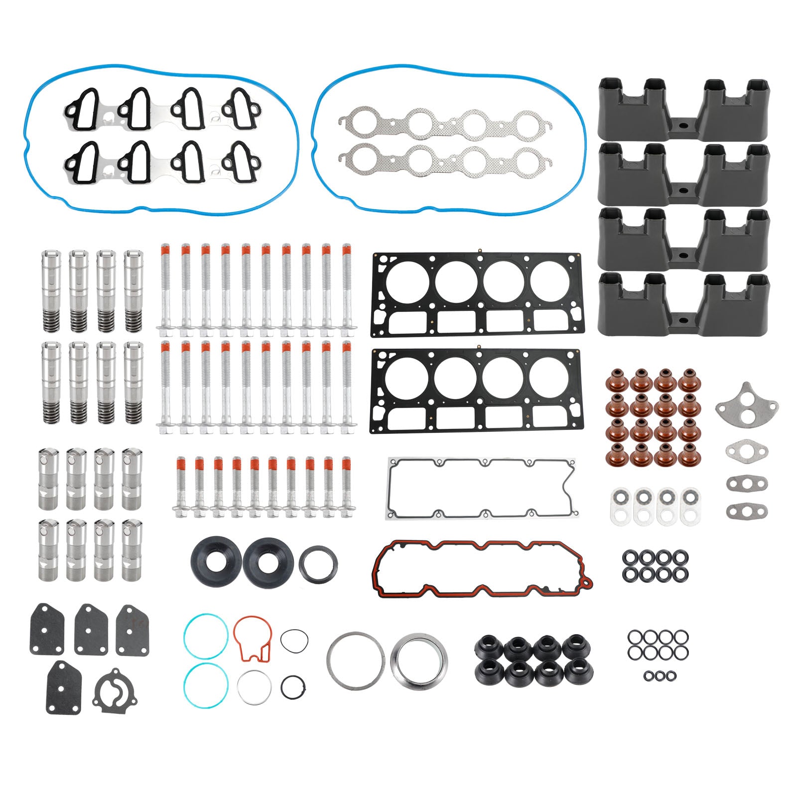 2005-2006 Chevrolet Silverado 1500 5.3L 5328CC 325CID V8 ELÉCTRICO/GAS OHV, (16 válvulas) Kit de reemplazo de elevador AFM Juego de juntas de cabeza Pernos de cabeza Guías de elevadores