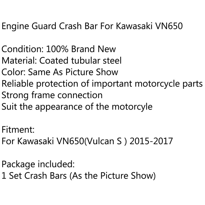 Protector de motor de barras de choque negras para Kawasaki VN650 (Vulcan S) 2015-2017 genérico