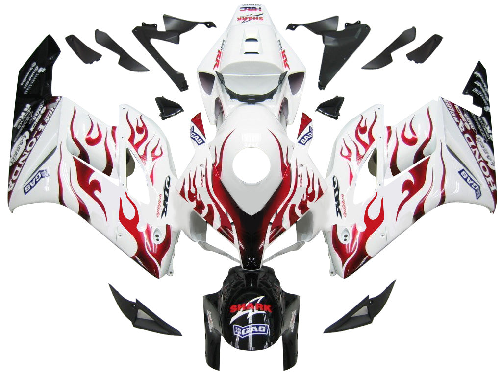 Fairings 2004-2005 Honda CBR 1000 RR أبيض وأحمر لهب القرش عام