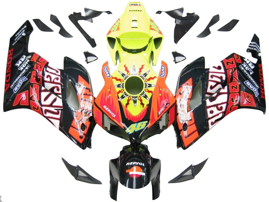 Fairings 2004-2005 Honda CBR 1000 RR Black Yellow Valentino Rossi   Generic