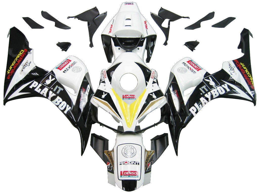 Fairings 2006-2007 Honda CBR 1000 RR أبيض وأسود بلاي بوي عام