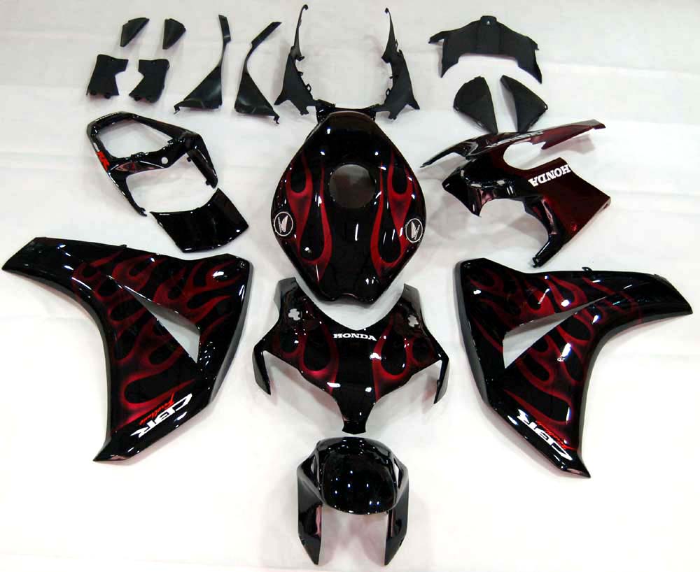 Fairings 2008-2011 Honda CBR 1000 RR Black & Cherry Red Flame  Generic