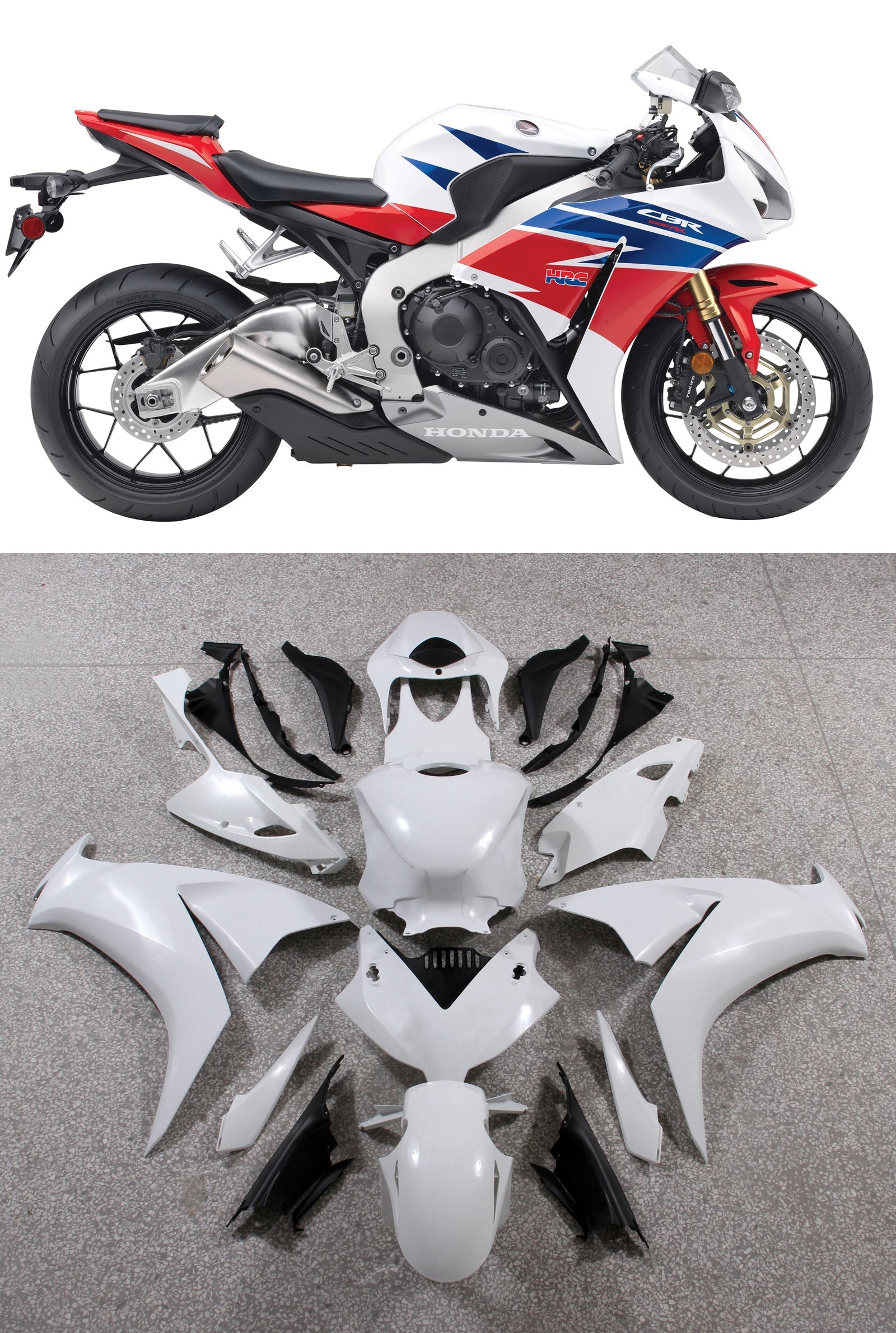 Fairings 2012-2016 هوندا CBR1000RR HRC أبيض فضي عام