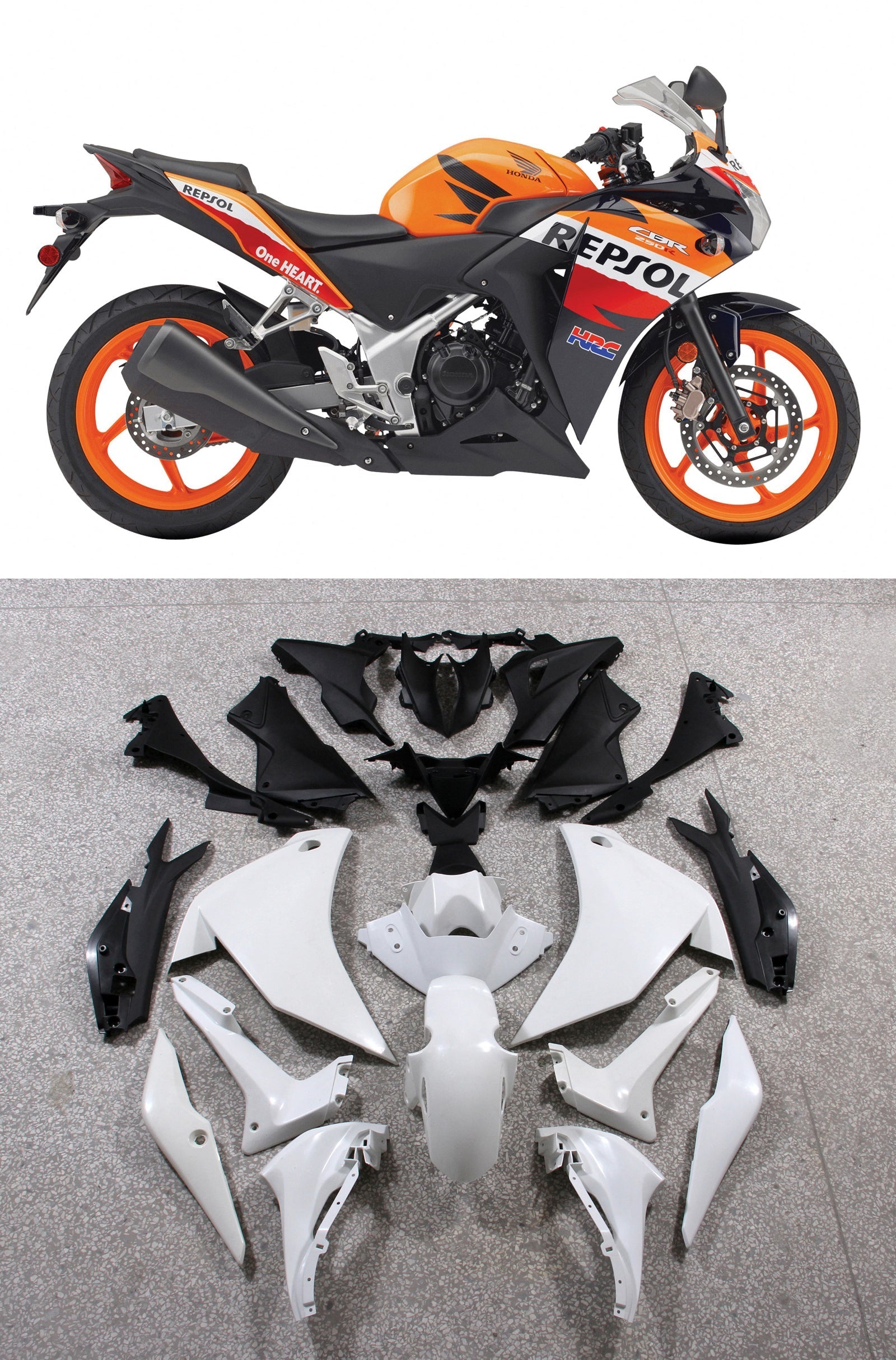 Fairings 2011-2015 هوندا CBR250R ريبسول أورانج عام