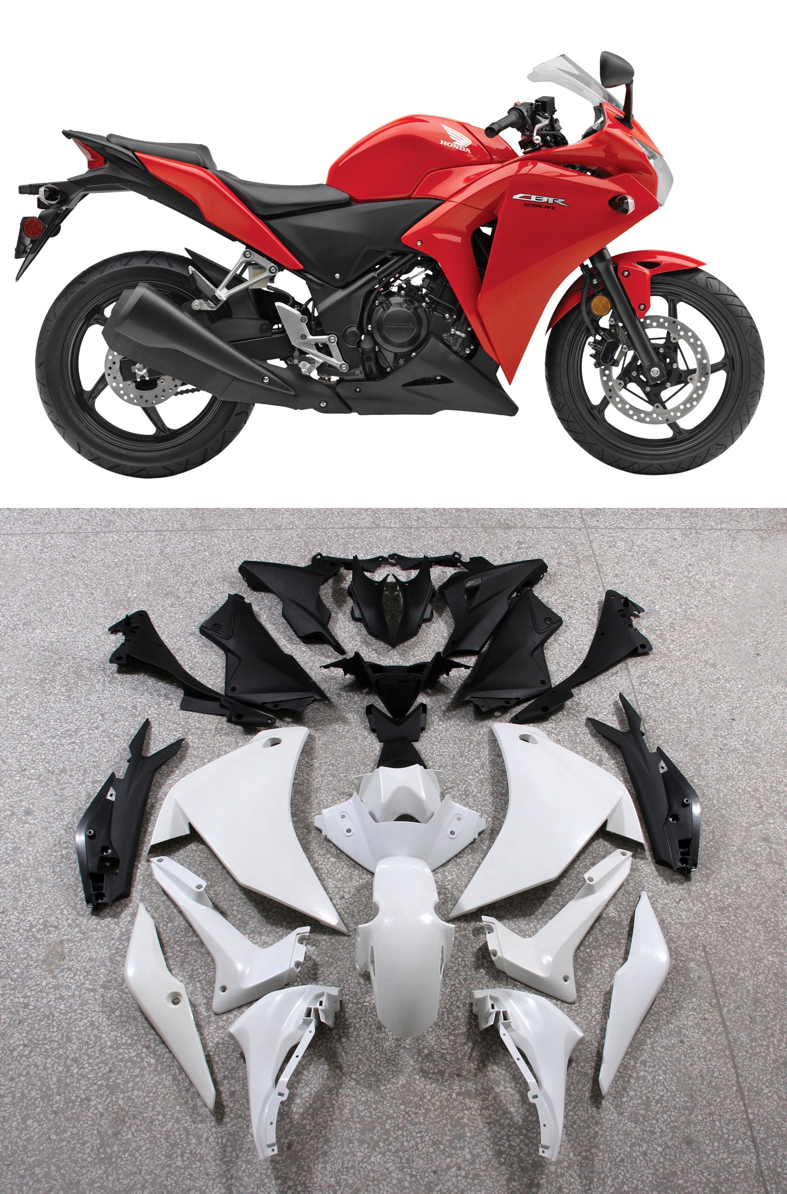 CBR250R (2011-2015) Bodywork Fairing ABS Injection Molded Plastics Set 5 Color Generic