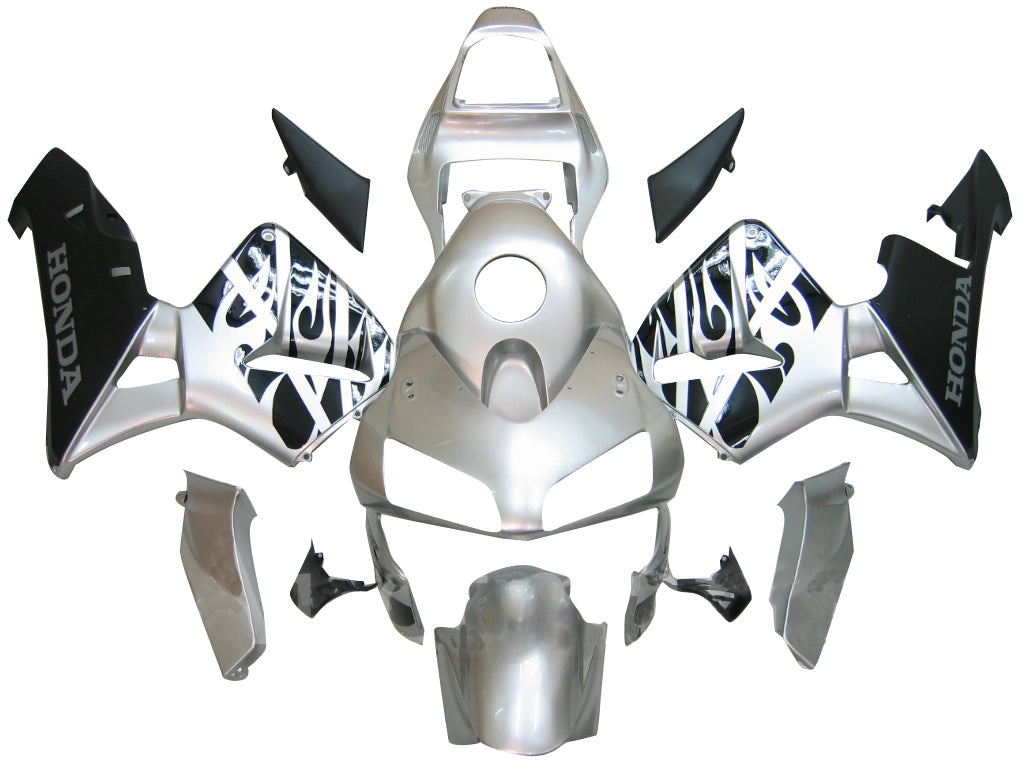 Fairings 2003-2004 Honda CBR 600 RR لهب فضي وأسود عام