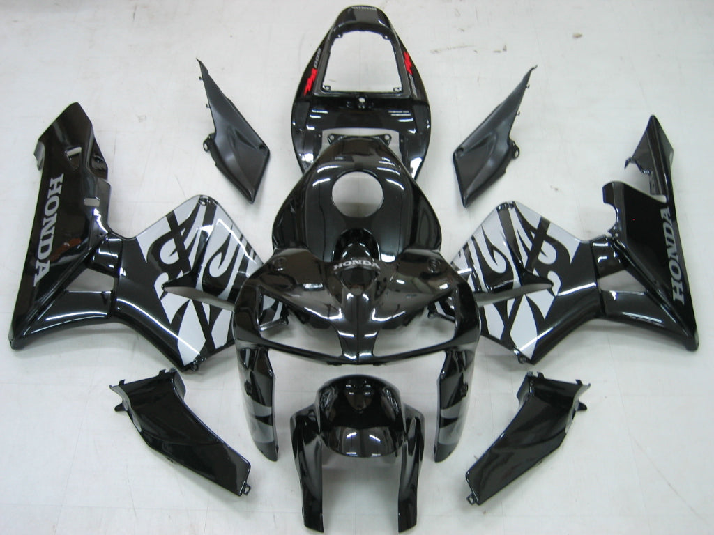 Fairings 2005-2006 Honda CBR 600 RR وشم قبلي أسود وفضي عام