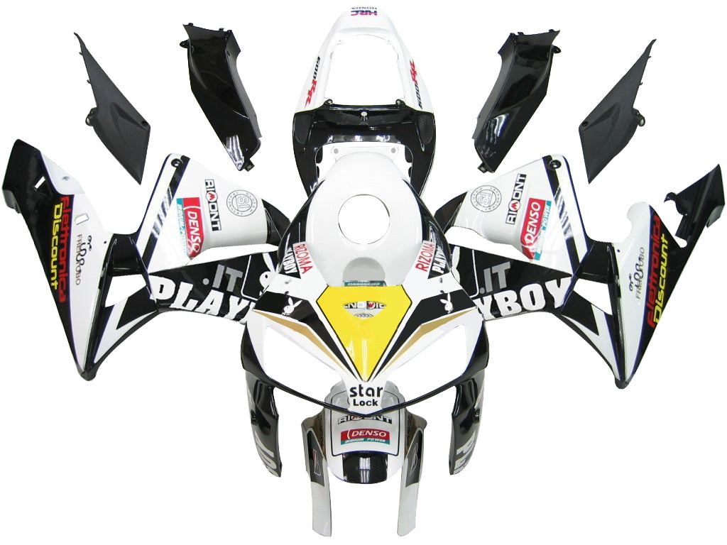 Fairings 2005-2006 Honda CBR 600 RR أبيض وأسود بلاي بوي عام