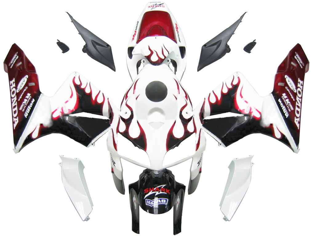 Carenados 2005-2006 Honda CBR 600 RR Blanco Negro y Rojo Llama Genérico