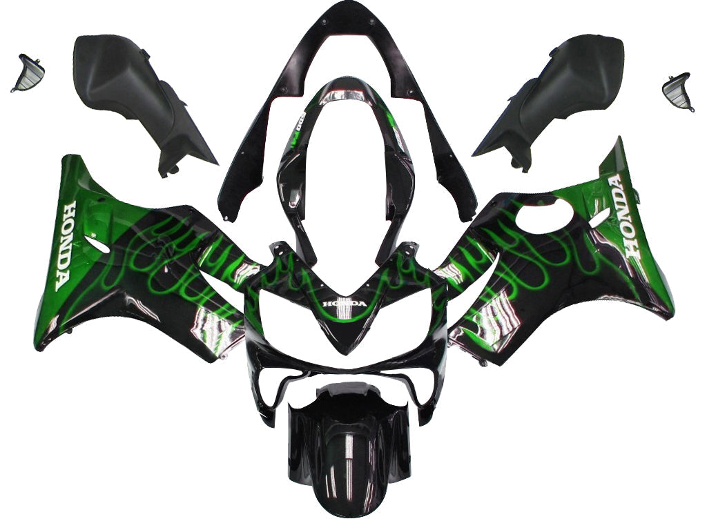 Fairings 2004-2007 Honda CBR 600 F4i Black & Green Flame  Generic