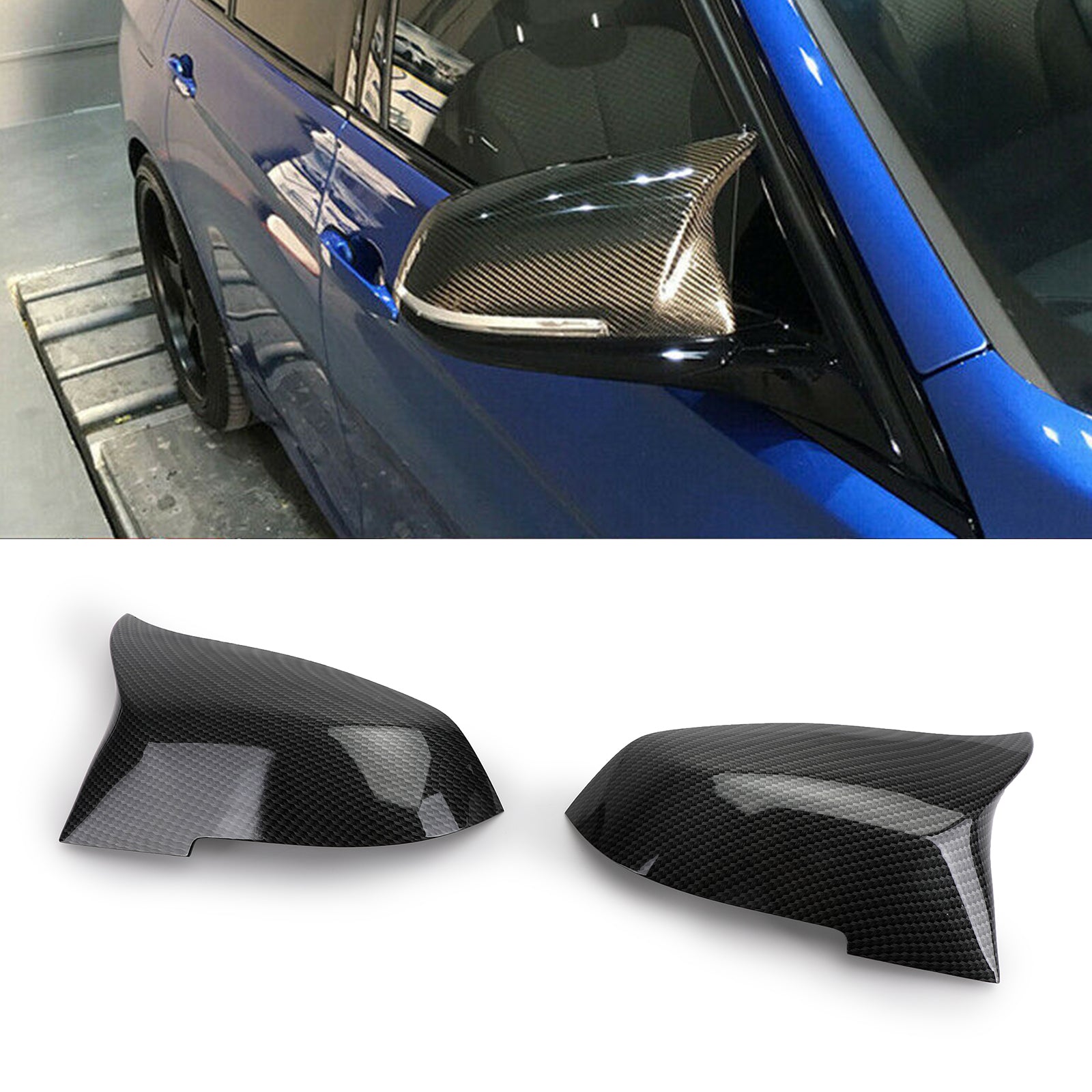 Carbon Fiber Rearview Mirror Cover Caps For BMW F20 F21 F22 F30 F32 F36 X1 F87 Generic