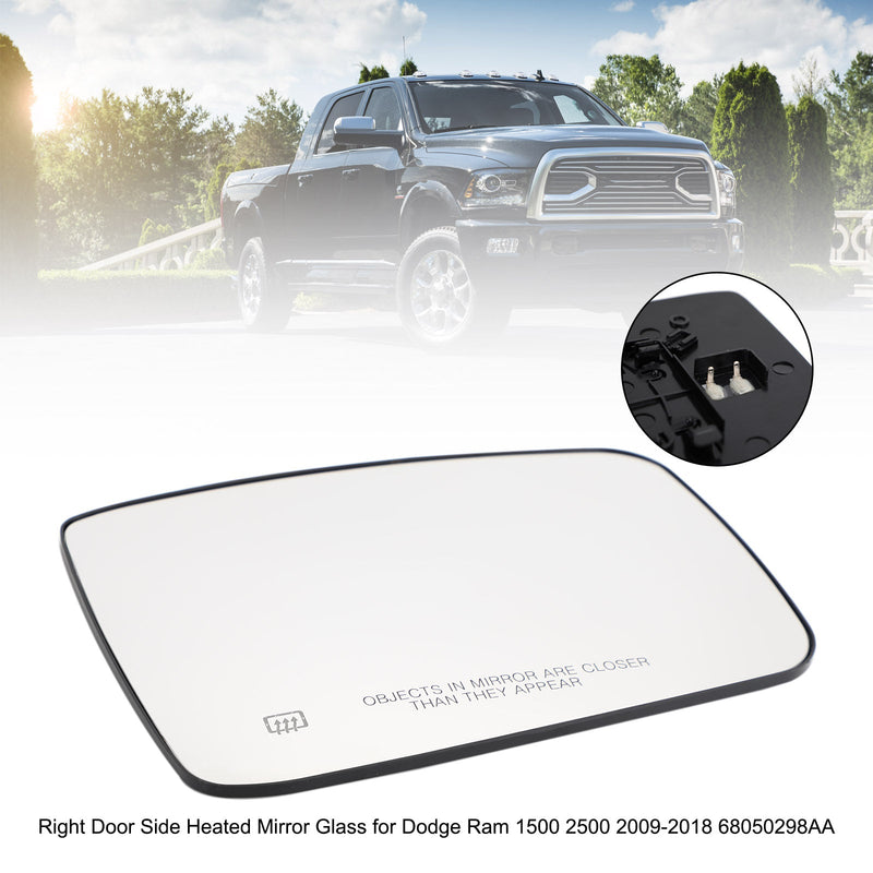 Vidrio de espejo con calefacción para puerta lateral izquierda y derecha para Dodge Ram 1500 2500 2009-2018 genérico