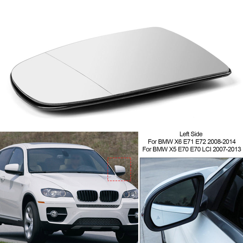 مرآة جانبية للجناح الأيسر ساخنة زجاج أبيض لسيارة BMW X5 X6 E70 E71 E72 2008-2014 Generic
